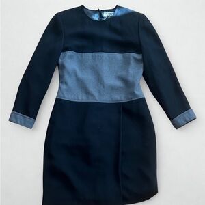 Kasper Black and Gray Long Sleeve Dress